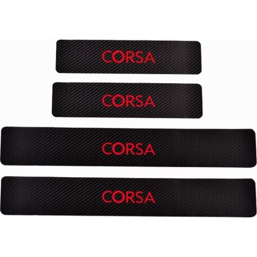 Door Threshold Guard For Opel Corsa Car Door Sill Scuff Plate Protector Carbon Fiber Pu leather Car Accessories