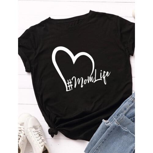 Heart Momlife Print Women T Shirt Short Sleeve O Neck Loose Women Tshirt Ladies Tee Shirt Tops Clothes Camisetas Mujer