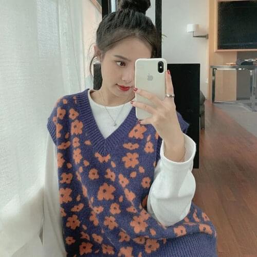 2021 Vintage Sweater Vest for Women Spring Winter Female Knitted Vest Sleeveless Jacket Ladies Pullover Sweater Outwear H1142