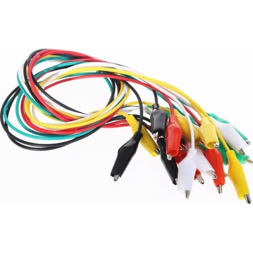 10pcs Alligator Clips Electrical DIY Test Leads Alligator Double-ended Crocodile Clips Roach Clip Test Jumper Wire 50cm