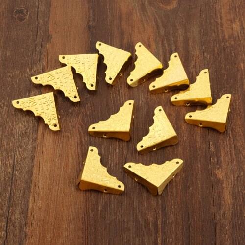 12pcs 37*37mm Golden Jewelry Chest Wine Gift Box Wood Table Picture Frame Corner Protector Guard