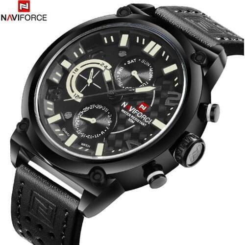 2021 NAVIFORCE Men’s Casual Sport Business Watches Water RessistanceLuminous Calendar Quartz Week Display Clock Male WristWatch
