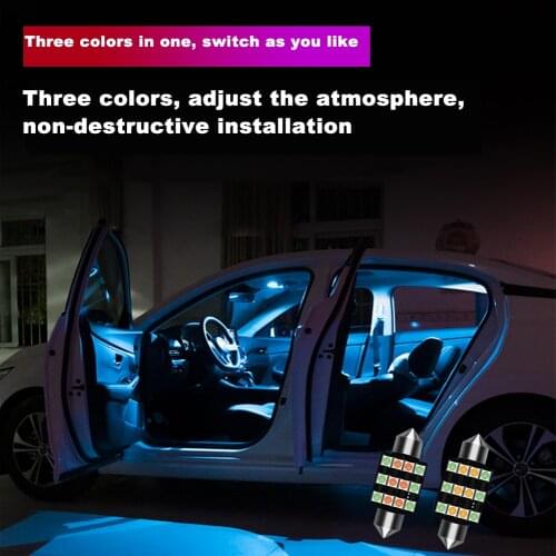 Car Three-Color Multi-Color Reading Lamp Car Trunk Lamp Car Roof Lamp Double-Point Lamp Atmosphere Lamp