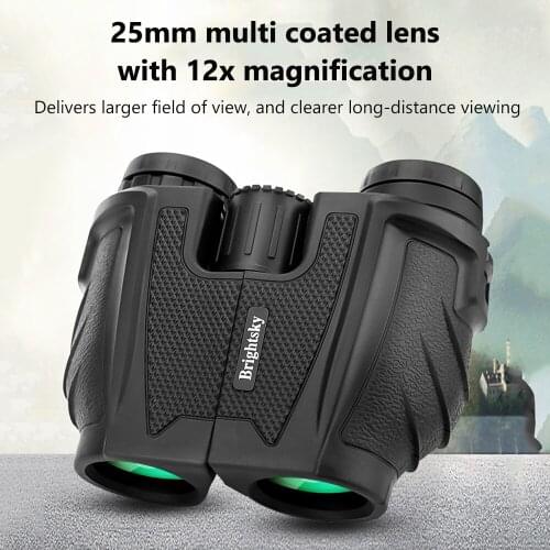 KKmoon 12×25 Compact HD Zoom Binoculars Low Light Night Vision High Definition BAK4 Prism Binocular Telescope with Diopter Ring