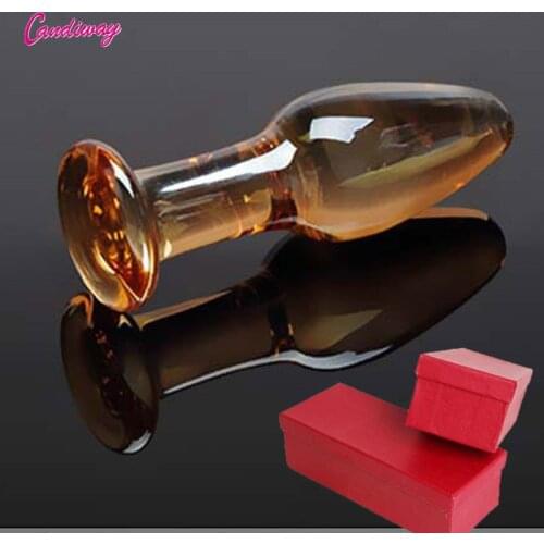 CandiWay Glass Butt Plug Yellow Anal bullet Dildo adult toys Anus Nightlife Adult Lesbian Gay Sex Toys for Men Women