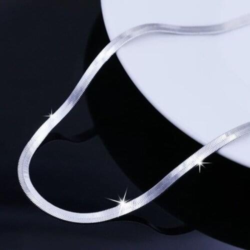 New 925 Sterling Silver fine 4MM Blade Chain Necklace for Women Luxury wedding party Jewelry Best friend Holiday gifts