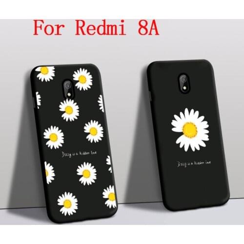 Funda For Xiaomi Redmi 8A case Silicone Protector Daisy Flower Mobile phone cover For Xiaomi redmi 8a back Cover Black M1908C3IC