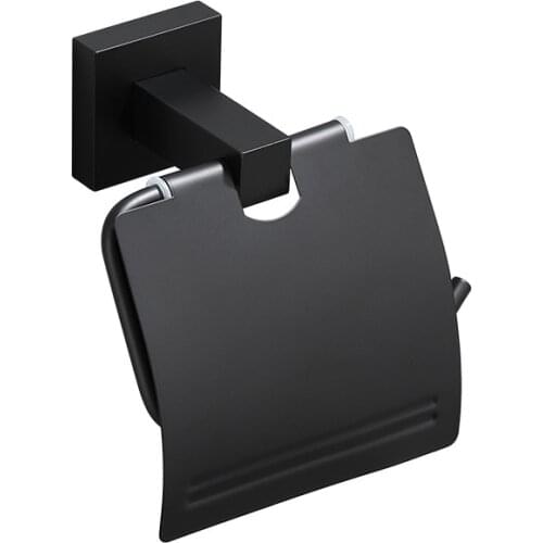 Black Toilet Paper Box Space Aluminium Black Hotel Bathroom Paper Rollers Square Tissue Box Tissue Holder Toilet Paper Holder