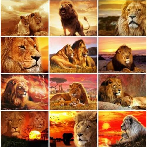 DIY Diamond Mosaic Animals Cross Stitch Kit Square/Round Diamond Painting Lion Picture Rhinestones Sale Art Home Decoration