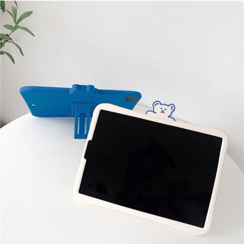 Easterm Blue White Silicone Flat Shell For Apple Air3/10.5-inch Soft PRO iPad 2019 With Holder Function 7.9 Inch iPad 1 2 3 4