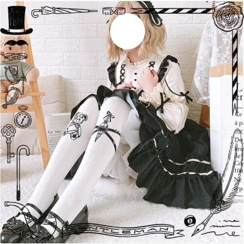 Autumn Assassination Bear Sweet Lolita Thick Knee-high socks Cotton Japanese Girl Gothic Female Cosplay Warm Over knee Stocking