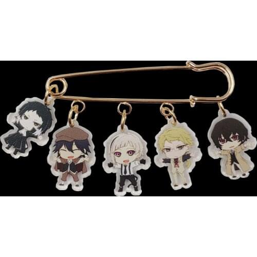 Hot Cute Acrylic Anime Cartoon Bungo Stray Dogs Brooch Overcoat Bag Badge Office Women Male Men Female Birthday Gift