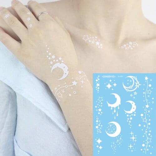 Waterproof stars moon tattoo sticker fake white henna Bracelet Freckles Temporary Tattoos hand tattoo face tatoo for women man