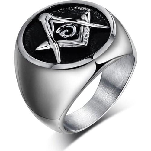 Freemasonry Retro Stainless Steel Rings For Men Trendy Vintage Titanium Ring Jewelry Male Personality Finger Rings Jewelry Gifts