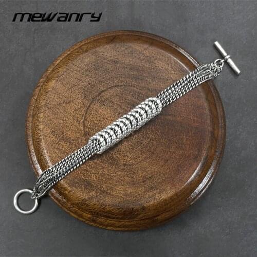 MEWANRY 925 Sterling Silver Multi Layer Chain Bracelet for Women Trendy Elegant Vintage OT Buckle Design Party Jewelry Wholesale
