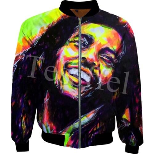 Tessffel Bob Marley Reggae Singer 3D Printed Trendy Hip-Hop Sportswear Unisex Casual Windbreaker Bomber Jacket Style-4