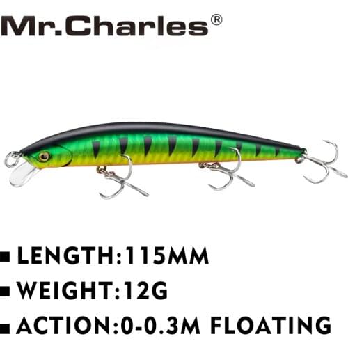 Mr.Charles CMC054 Fishing Lure 115mm/12g 0-0.3M FLOATING D Eyes Fishing Tackle Shad Minnow Hard Baits Crankbait Wobblers Fishing