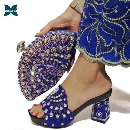 Lastest Fashion Shoes and Nigerian Party Bag Sets for Women Italian design Shoes and Bag Set Decorated with Ladies Shoe Med heel