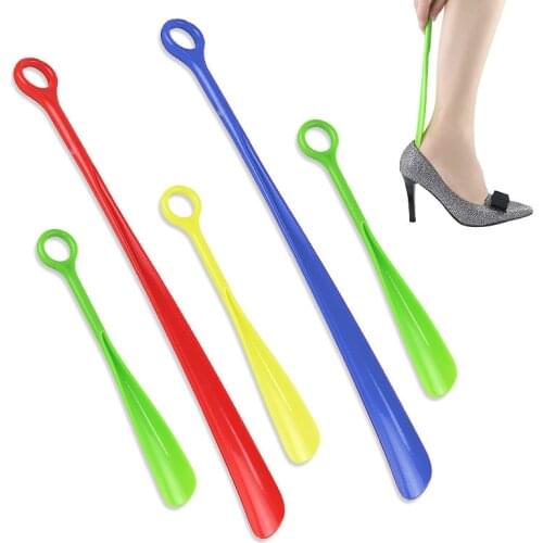 New Arrival 1Pcs 47cm Shoehorn Plastic Solid Color Professional Easy Reach Flexible Handle Remover Aid Slip Shoehorn VC