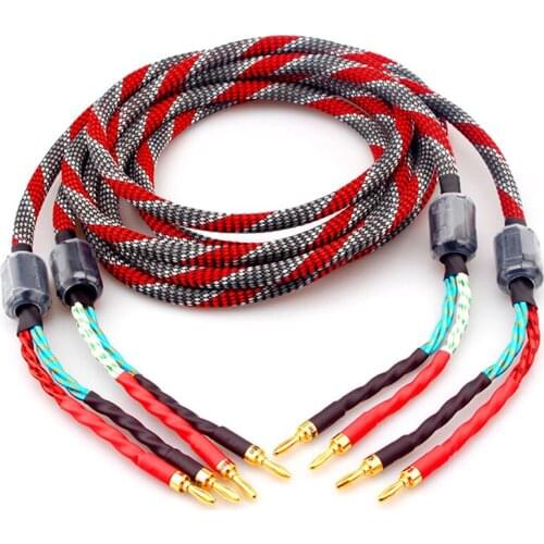 One Pair oxygen-free copper audio speaker cable HI-FI high-end amplifier speaker cable Banana head cable
