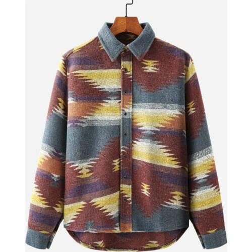 Fashion Shirt Tie Dye Snap Button Long Sleeve Turn-down Collar Shirt Men Fashion Casual Streetwear Shirts Male Hipster Top Cloth