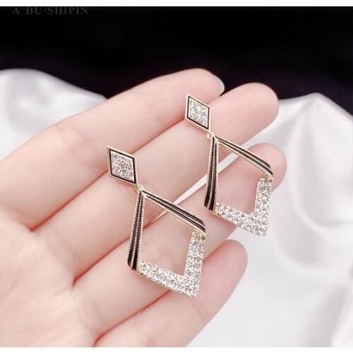 Womens earrings korean style Earrings s925 silve hook personality Earrings Bling Zircon Stone Stud Earrings Statement Earrings