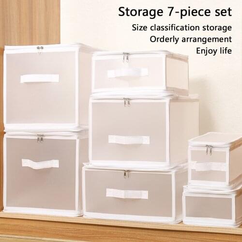 Foldable Clothes Storage Box Plastic Transparent Sundries Toiletries Organizer Box Large Capacity Quilt Underwear Sock Container