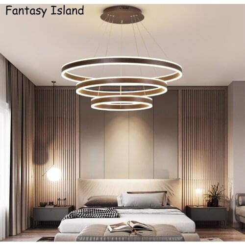 Modern LED Pendant Light Home Living Room Dining room Luminaires LED Ceiling Pendant Lamp Gold Browm CircleHanging Lamps