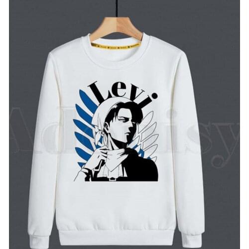 Attack on Titan Shingeki No Kyojin Levi Ackerman Hoodies Sweatshirt Print Trend Mens Clothes Hip-Hop Male Crewneck Hoodies Men