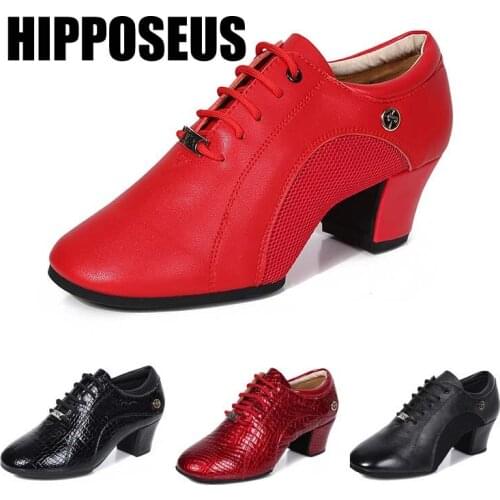 Hipposeus Dance-Shoes Women Men Unisex Latin Danc Shoe Girls Lady Ballroom Modern Tango Jazz Dancing Shoes Salsa Genuine Leather