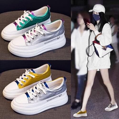 Inner Increase Small White Shoes Women New Thick-Soled Platform Shoes Leather All-Match Sports and Leisure Womens Shoes