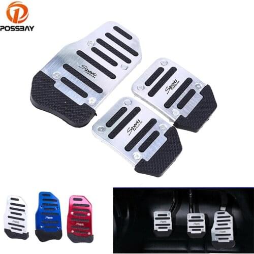 3 Pcs/set Universal Car Brake Pedal Kit Aluminum Manual Transmission Non-Slip Cover Red Blue Silver Interior Replacement Parts