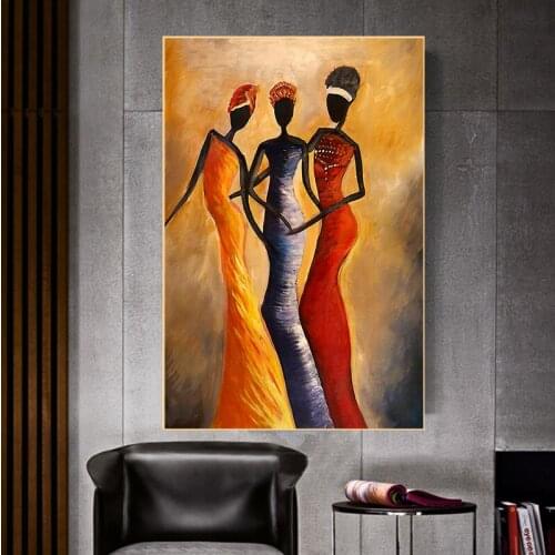 Vintage African Black Woman Portrait Oil on Canvas Painting Posters and Prints Scandinavian Wall Art Picture Home Decoration