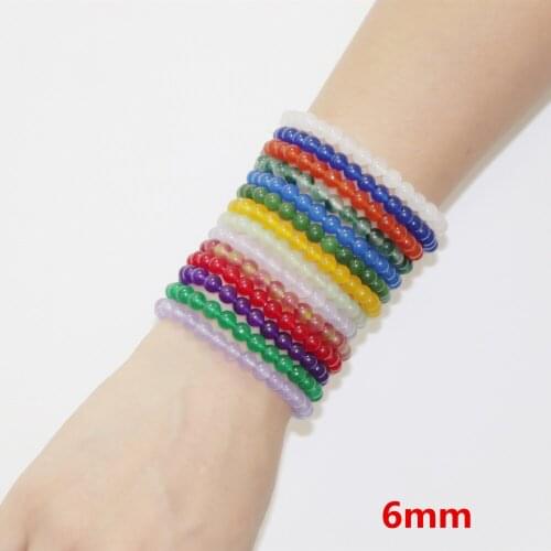 New 6mm 15 Colors Boho Beads Bracelet for Women Natural Stone Jades Crystal Strand Bracelets Bangle Wristband Gifts Jewelry B366