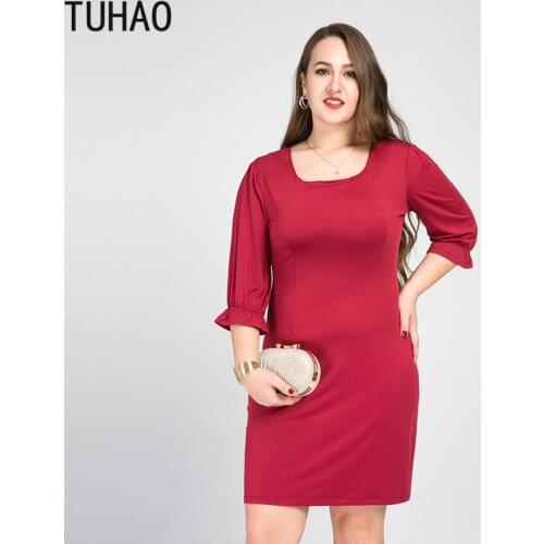 TUHAO Women Elegant Red Black Dress for Woman Office Lady Wear Party Dresses Clothing Vestido De Mujer Plus Size 8XL 7XL 6XL 5XL