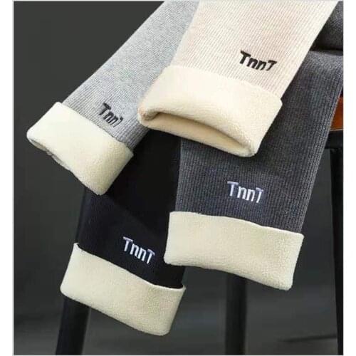 Winter warm Cashmere stretch leggings women Casual Embroidery high waist skinny pants Thickening sexy slim striped leggings