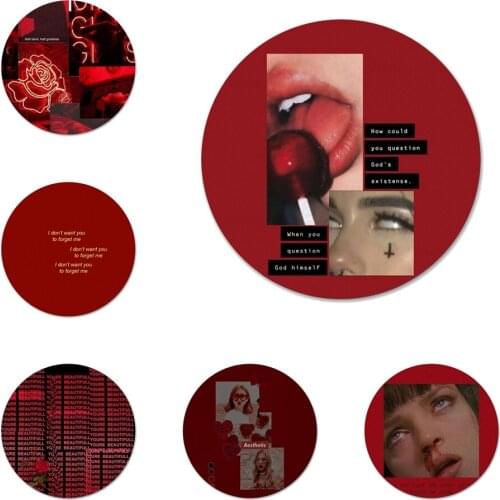 58mm Retro red pattern art lyrics aesthetic Icons Pins Badge Decoration Brooches Metal Badges For Clothes Backpack Decoration