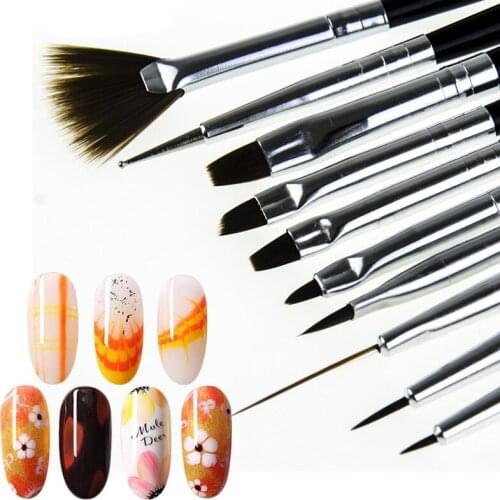 10pcs/Set Nail Print Pen Acrylic Nail Art Brush UV Gel Nail Brushes For Manicure Tools Nails Art Liner Painting Pen Kit