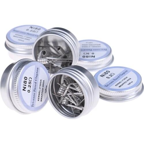 10pcs/box Twisted Fused Hive Clapton Coils Premade Wrap Alien Mix Twisted Quad Tiger Heating Resistance Rda Coil Tool Parts