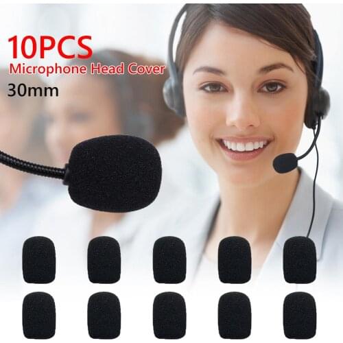 10pcs Foam Sponge Windscreen Mic Covers 30mm Soft Elastic Sponge Microphone Head Cover for Headset Sleeve Mic