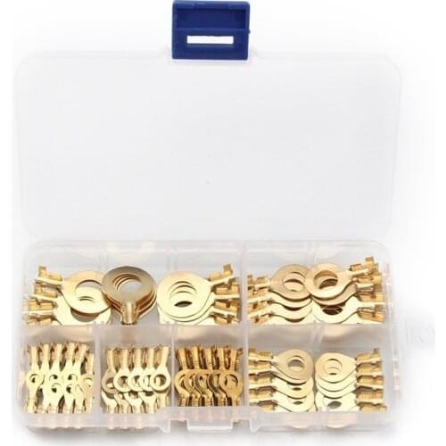 150PCS M3/ M4 M5 M6 M8 M10 Ring Lugs Ring Eyes Copper Crimp Terminals Cable Lug Wire Connector Non-insulated Assortment Kit