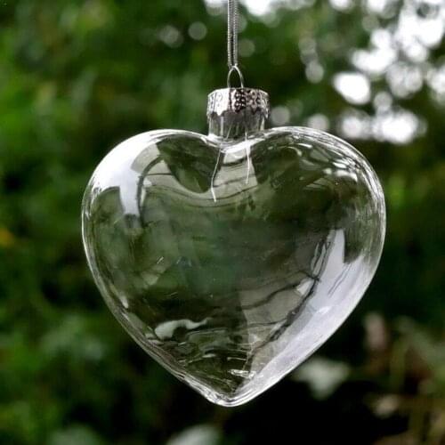 2021 New Year Christmas Ball Heart-shaped Transparent Love Glass Tree Gift Home Pendant DIY Ornament Christmas I9B0