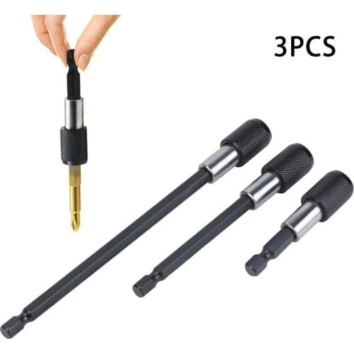 3Pcs/Set Magnetic Screwdriver Quick Release Self-Locking Extension Bit 60mm 100mm 150mm Steel 1/4'' Hex Shank Holder Drill Bit