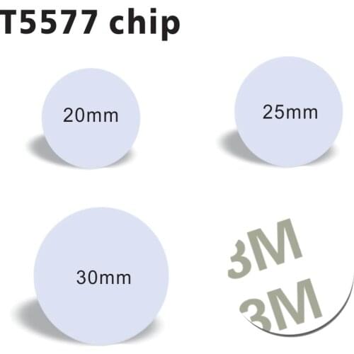 50PCS 125khz RFID EM4305 T5577 Adhesive Sticker Coin Card Rewritable Copy Clone Card Diameter 25mm