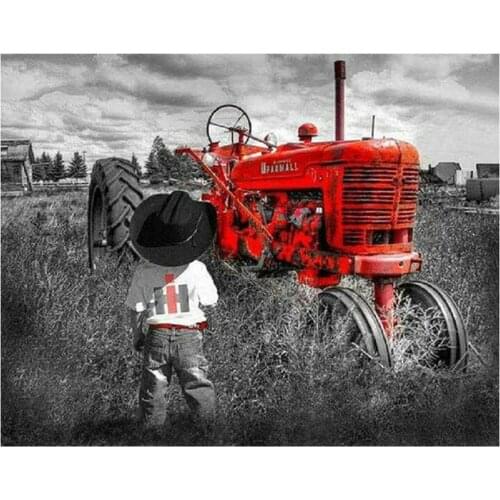 5d diy Diamond Painting Farm tractor Picture Of Rhinestones Full Square round Drill Diamond Embroidery boy Cross-Stitch kits
