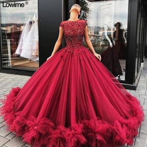 Plus Size Ball Gown Burgundy Quinceanera Dresses For Sweet 16 Long Prom Party Dresses With Beads And Lace vestidos de 15 anos