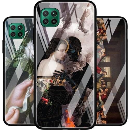 Vintage Famous Painting Art Tempered Glass Cover For Huawei P40 P30 P20 P10 P Smart Z Pro Plus Lite 2020 2021 Phone Case