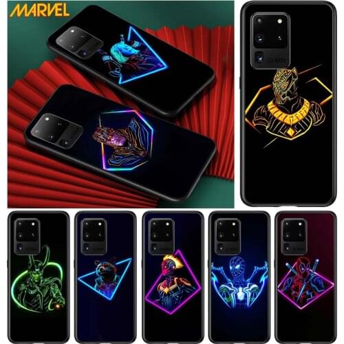Marvel hero color for Samsung S20 FE Ultra Plus A91 A81 A71 A51 A41 A31 A21 A11 A72 A52 A42 A22 Soft Black Phone Case