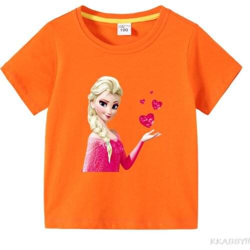 Disney Frozen Children Cartoon Print Funny T-Shirts Kids Summer Tops Girls Boys Short Tees Casual Baby Clothes