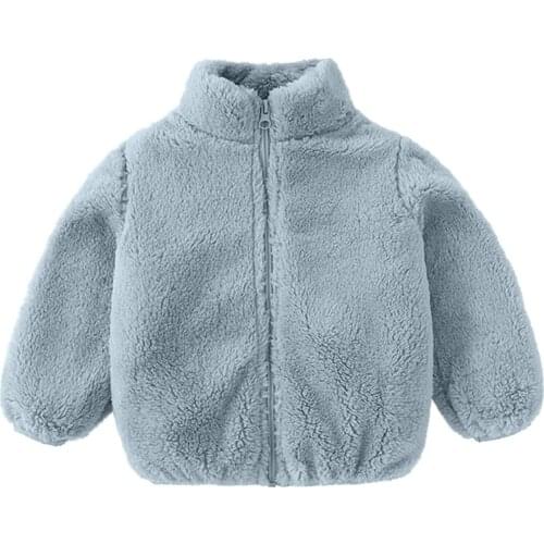 Toddler Kids Winter Snowsuit Clothes Baby Girls Boys New Cute Zipper Solid Thick Fleece Fur Coat Warm Outerwear Kids Jackets